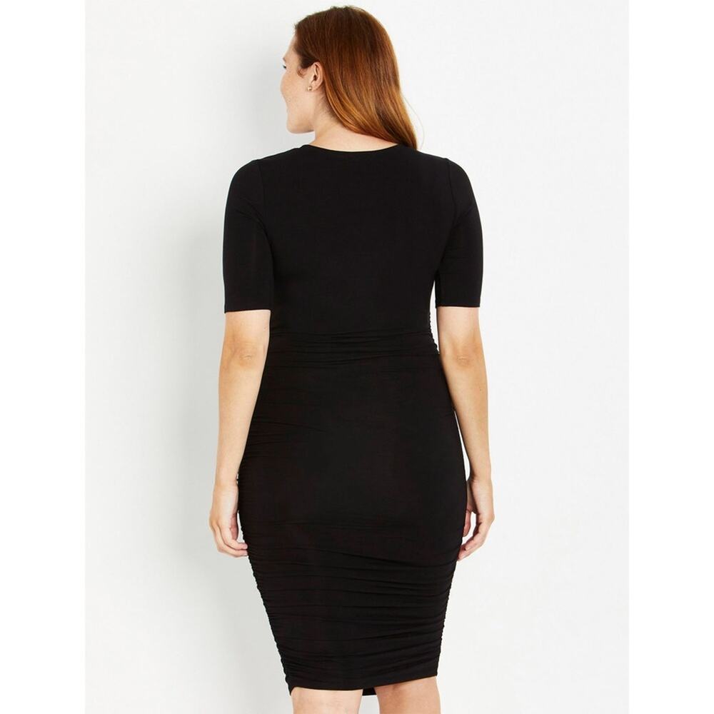 Motherhood Maternity Black Side Ruched Short Sleeve Casual Dress Large - Picture 2 of 6